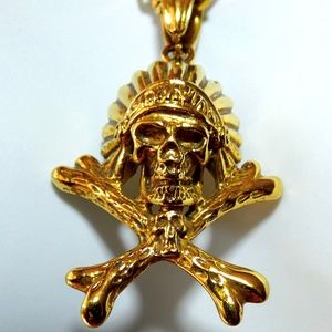Skull & Crossbones Stainless Steel Biker Necklace